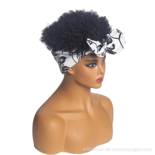 Aishili wholesale wig with headband attached Afro curly headband wigs for black women